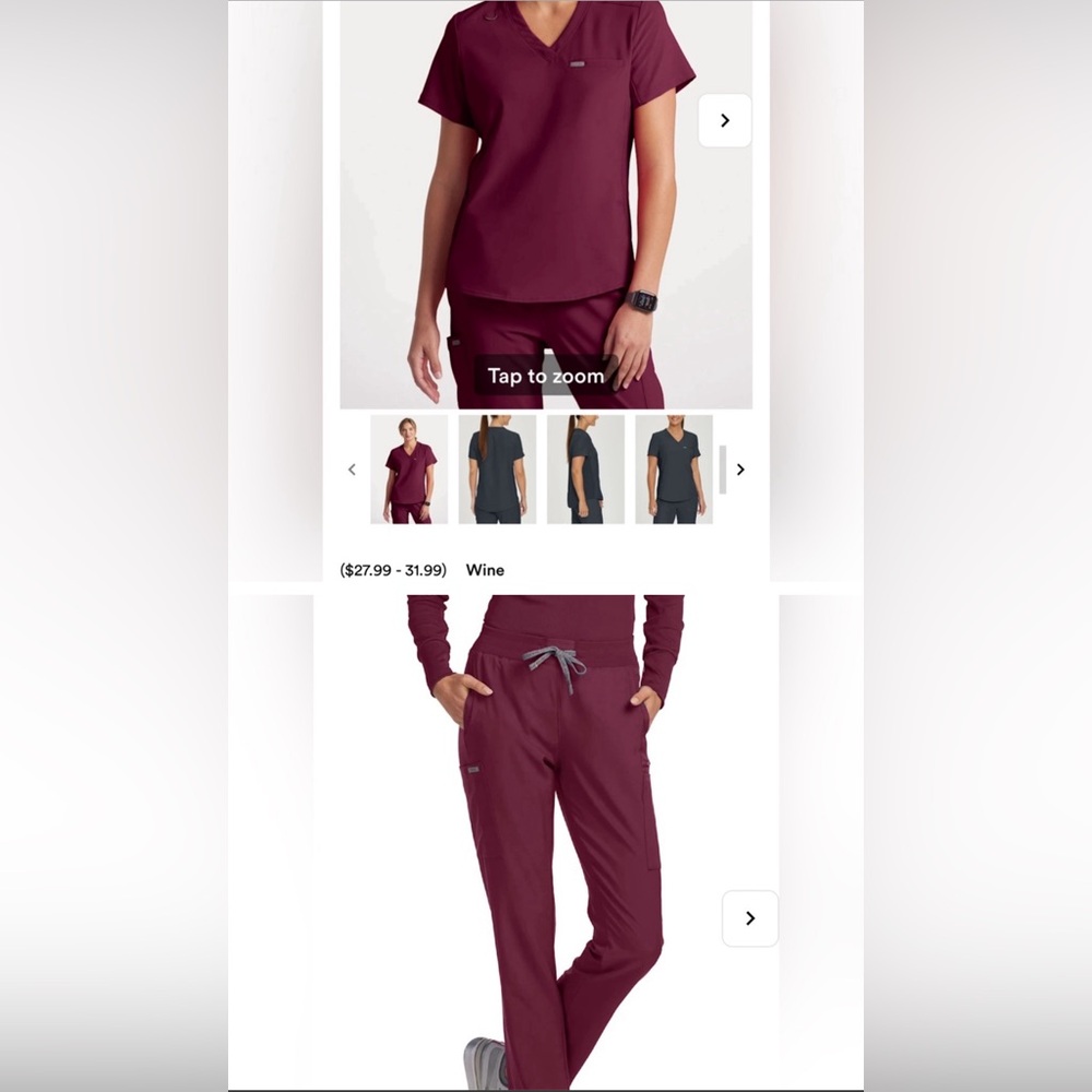 Landau Forward Women's Wine Scrub Set S/XS